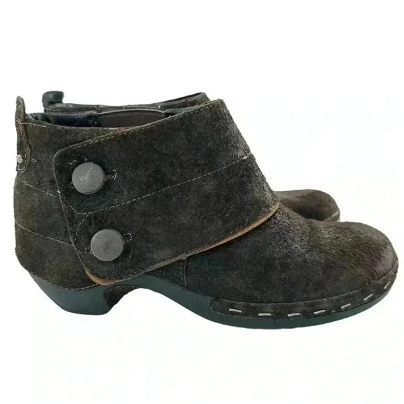 Merrell Luxe button ankle bootie 10 41 espresso brown suede stapled clog boot - Picture 13 of 13